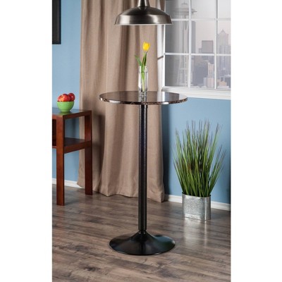 Transitional 24" Round Counter Height Faux Marble & Wood Table