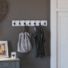 Merrick Lane 34 Inch Wall Mount Pine Wood Storage Rack with Hanging Hooks, Entryway, Kitchen, Bathroom - 3 of 4