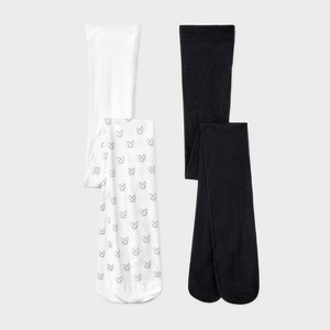 Girls' 2pk Glitter 'Butterfly' Nylon Tights - Cat & Jack™ Black/White - 1 of 3