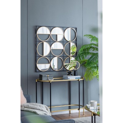 Grungis Rectangular Wall Mirrors with Metal Frame,3 Piece Wall-Mounted Decor Mirror for Bathroom,Living Room