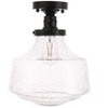 Elegant Lighting Lyle 1 light Black and Clear seeded glass Flush mount - 3 of 4
