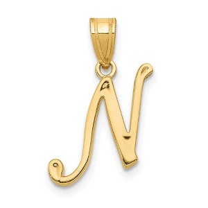 Black Bow Jewelry 14k Yellow Gold, Mimi Collection, Small Script Initial N Pendant - 1 of 4