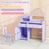 Costway Kids Vanity Table and Chair Set with Cloud-shaped Mirror Open Shelf Storage Drawers White/Pink/Purple - 3 of 4