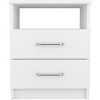 Vynxaria White Nightstand with Two Drawers and Shelf ¨C Stylish Storage for Any Space - 4 of 4