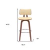 HomeRoots 30" Cream And Wood Brown Faux Leather Swivel Low Back Bar Height Bar Chair - 3 of 4