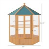 phiestina Bird Cage, Multi-Use Solid Roof Hexagonal Aviary, Natural Brown and Green, for Outdoor Use - 2 of 4