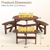 Zevemomo 6-Person Wood Picnic Table, Round Tabletop with Umbrella Hole, 3 Built-in Curved Benches, 1720LBS Total Capacity for Balcony, Garden, Brown - 3 of 4