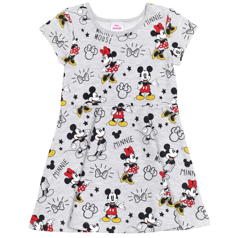 Disney Minnie Mouse Mickey Mouse Short Sleeve Dress Scrunchy Set Gray , 2 of 8