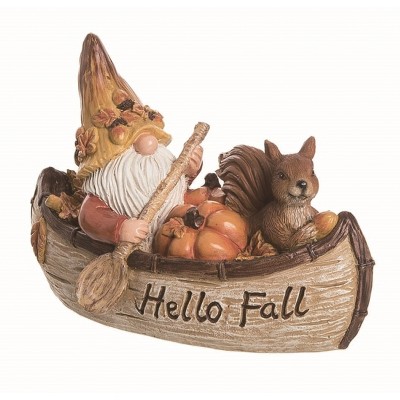 Transpac Resin Multicolor Harvest Canoe Woodland Figurine