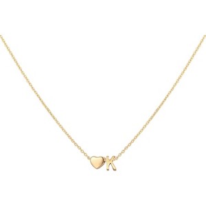 Personalized Heart Initial Necklace 18K Gold Plated Stainless Steel Gift - 1 of 4