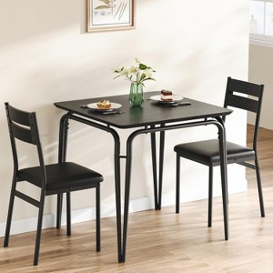 Dining Table for 2, Small Table and Chairs Set of 2, Square Dinette Set for 2, Dinner Table Set - 1 of 4