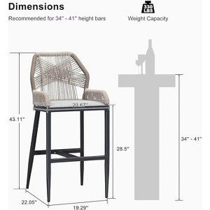 PURPLE LEAF 2 Pieces Bar Stools Patio Modern Rattan Barstools Aluminum Woven Tall Bar Chairs with Cushions for Outdoor Kitchen Island Garden - 1 of 1