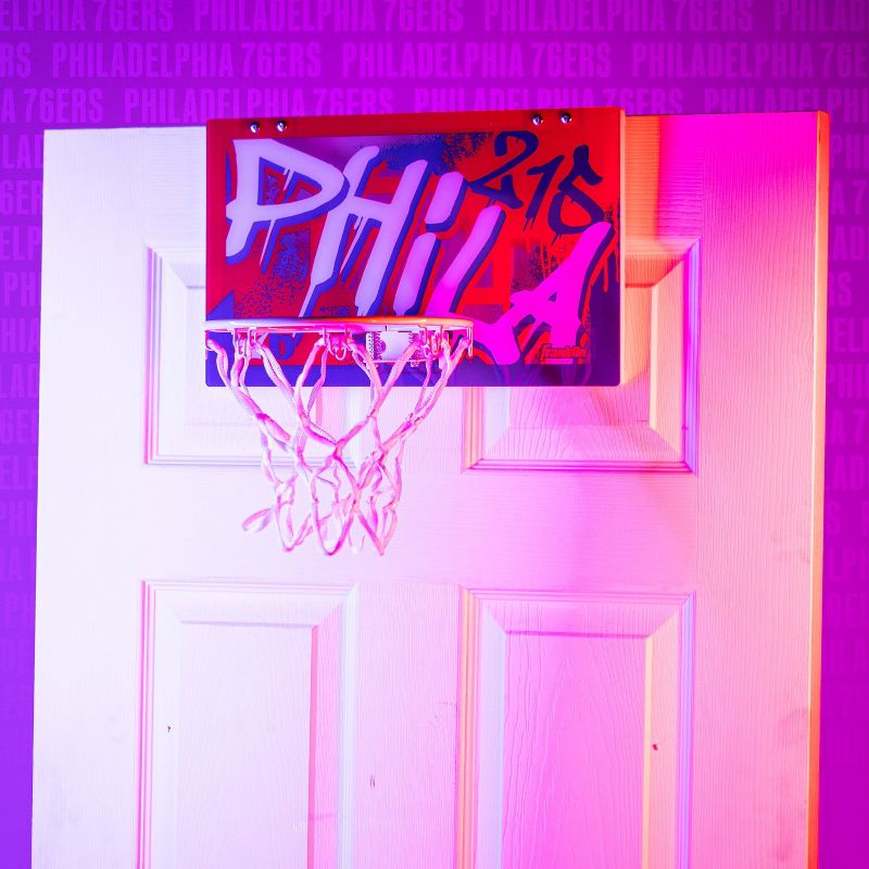 NBA Philadelphia 76ers Over The Door Mini Basketball Hoop, 2 of 7