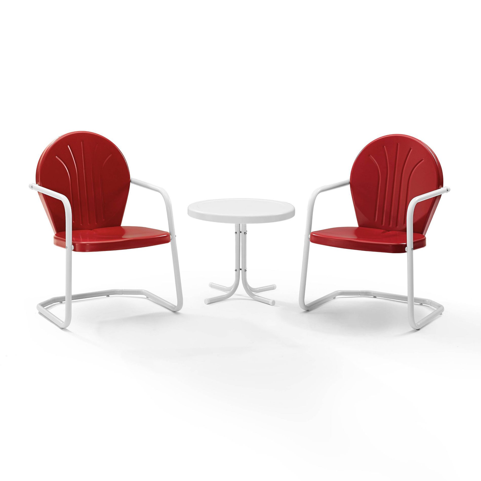Crosley Griffith 2pc Outdoor Metal Chair and Side Table Set Bright Red