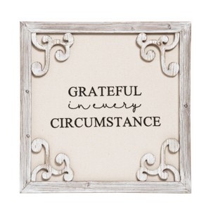 Transpac 18 in Brown Harvest Framed Gratitude Decor Wall Sign for Fall and Thanksgiving - 1 of 4
