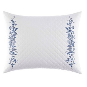 16"x20" Charlotte China Throw Pillow Blue - Laura Ashley: Cotton & Linen Blend, Botanical Pattern, Indoor Use, Zippered - 1 of 4