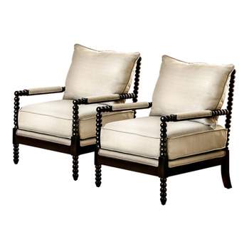 Set of 2 Bernardino Accent Chairs Espresso/Beige - HOMES: Inside + Out