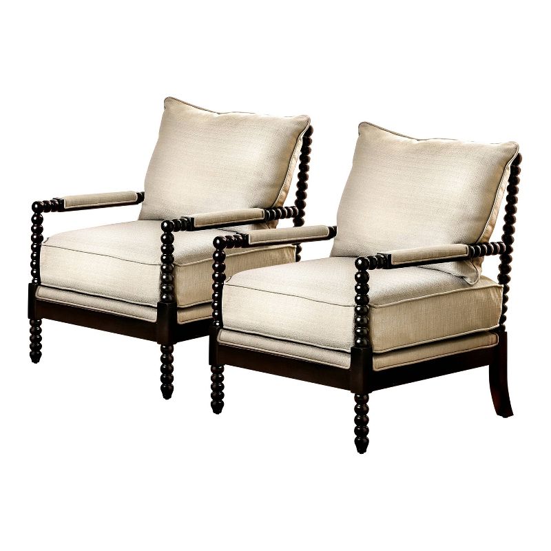 Set of 2 Bernardino Accent Chairs Espresso/Beige - HOMES: Inside + Out, 1 of 10