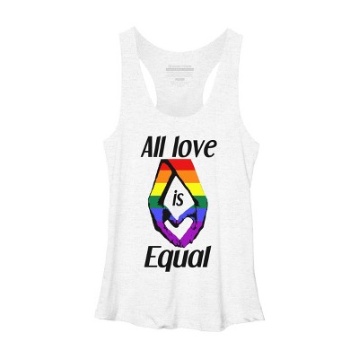 Adult Design By Humans Love is Equal Holding Hands Pride Flag By dnlribeiro88 Racerback Tank Top