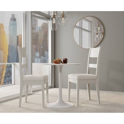 Enzo 30'' White Marble Top Round Dining Table with Metal Pedestal Base
