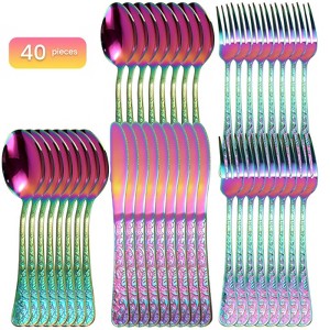 40-Piece Flatware Set for 8, Stainless Steel Retro Silverware with Vintage Baroque Design, Mirror Finish, Dishwasher Safe - 1 of 4