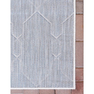 Ivory and Navy Blue Outdoor Trellis Rug, 5' x 8'