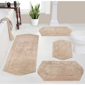 Waterford Tufted Bath Rug, Extra Soft and Absorbent, Non-Slip Bath Mats, Machine Washable bath rugs for Bathroom, 4 Pcs Set with Runner, Linen - 1 of 4