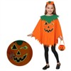 Clotth Kids' Halloween Pumpkin Glow Cape Outfit - Round Neck Cloak with Bag, Cute Festival Dress Up for Boys & Girls, Orange - Free size - 3 of 4