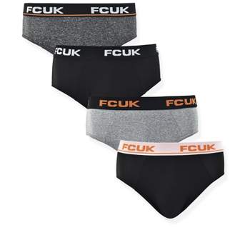 French Connection Men's 4 Pack 360 Stretch Hip Briefs - Premium Underwear for Men in Black, Grey, Dark Grey, Black/Orange Size: XX Large