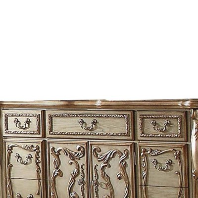 Dresden Gold Patina and Bone 7-Drawer Dresser with Mirror