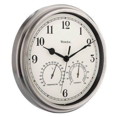 Oversized Silver Metal Round Wall Clock with Glass Face
