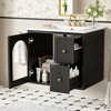 24" Bathroom Vanity Set Wall-Mounted for Small Spaces, with Ceramic Sink, 2 Drawers and 1 Soft-Close Door, Beige/Black - ModernLuxe - 2 of 4
