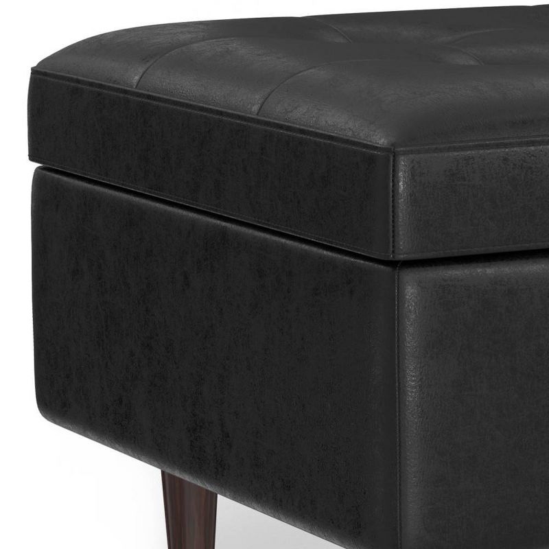 WyndenHall Blanchette Mid Century Small Coffee Table Storage Ottoman Distressed Black, 4 of 10