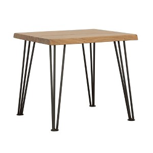 24" End Table with Live Edge Acacia Wood Top and Hairpin Legs ¨C Perfect for Living Room or Den - 1 of 4