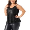 Agnes Orinda Women's Plus Size Sequin Metallic Sparkle Sleeveless Spaghetti Strap Party Prom Camisole - 2 of 4