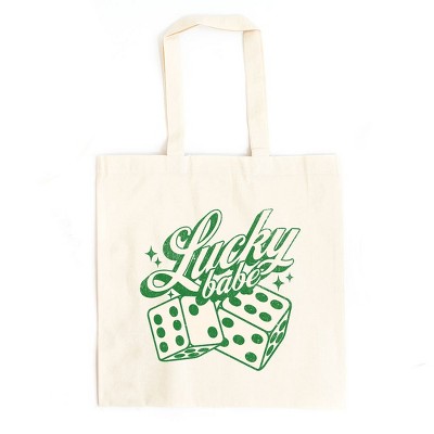 City Creek Prints Lucky Babe Dice Canvas Tote Bag - 15x16 - Natural