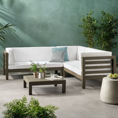 Infurnic Patio Seating Sets Modern Outdoor Furniture Set Featuring Unique Design,Perfect for Gardens, Living Spaces, White, 88.5"*30.25"*26.5"