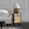 Finnhomy Tall Nightstands Set of 2, Night Stand,Hand Made Rattan Decorated Doors, Nightstands with Storage for Bedroom, 2 Pack - 2 of 4