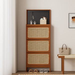 LOVMOR Rattan Shoe Cabinet for Entryway - 1 of 4