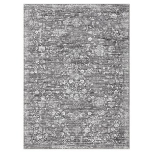 Washable Indoor Vintage Floral Print Area Rugs, Soft Non Slip Low Pile Floor Carpet for Home Office - 1 of 4