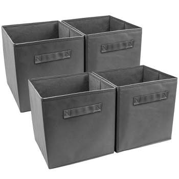 Sorbus 11 Inch 4 Pack Foldable Fabric Storage Cube Bins with Handles - for Organizing Pantry, Closet, Nursery, Playroom, and More (Gray)