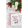 C&F Home Christmas Theme "Santa's Real Helpers" Red & White Wine Glasses Cotton Flour Sack Kitchen Dish Towel Decor Decoration  27L x 18W in. - 2 of 4