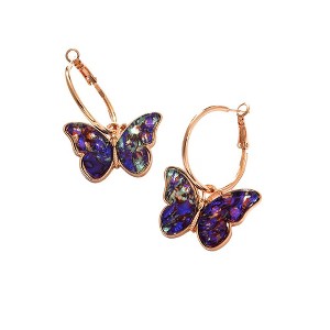 SOHI Women's Purple Butterfly Hoop Earrings - 1 of 3