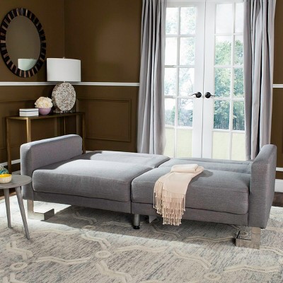Contemporary Gray 76'' Metal Frame Sleeper Sofa Bed