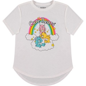 Ladies Care Bears Fashion Shirt - Ladies Classic Care Bears Clothing - Cheer Friend Funshine Good Luck Care Bears Curved Hem Tee - 1 of 4