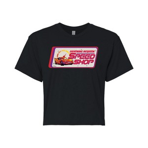 Women's - Disney - Lightning McQueen Speed Shop Cropped Graphic T-Shirt - 1 of 4