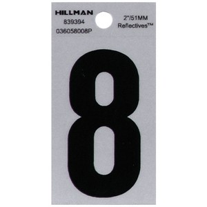 Hillman 2 in. Reflective Black Vinyl Self-Adhesive Number 8 1 pc (Case of 6) - 1 of 1