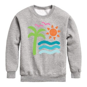 Boys' - Instant Message - Abstract Beach Scene Graphic Long Sleeve Fleece Sweatshirt - 1 of 4