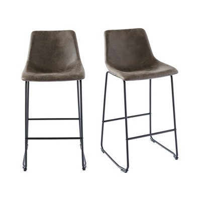 2pc Collins Metal Barstool Set Brown - Picket House Furnishings