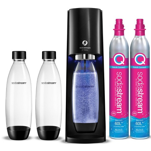 SodaStream E-Terra Bundle with Extra CO2 Cylinder and Carbonating Bottles  Black